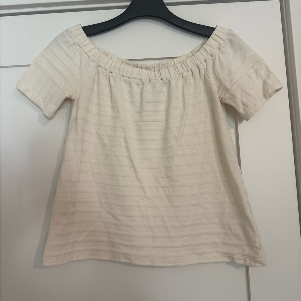 Madewell Off-the-Shoulder Ribbed Knit Top Cream XS